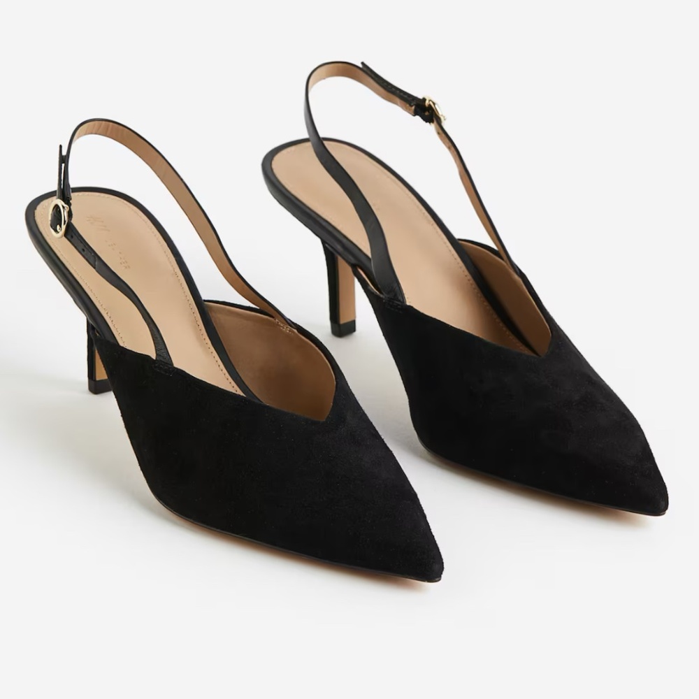 H&M SUEDE SLINGBACK PUMPS